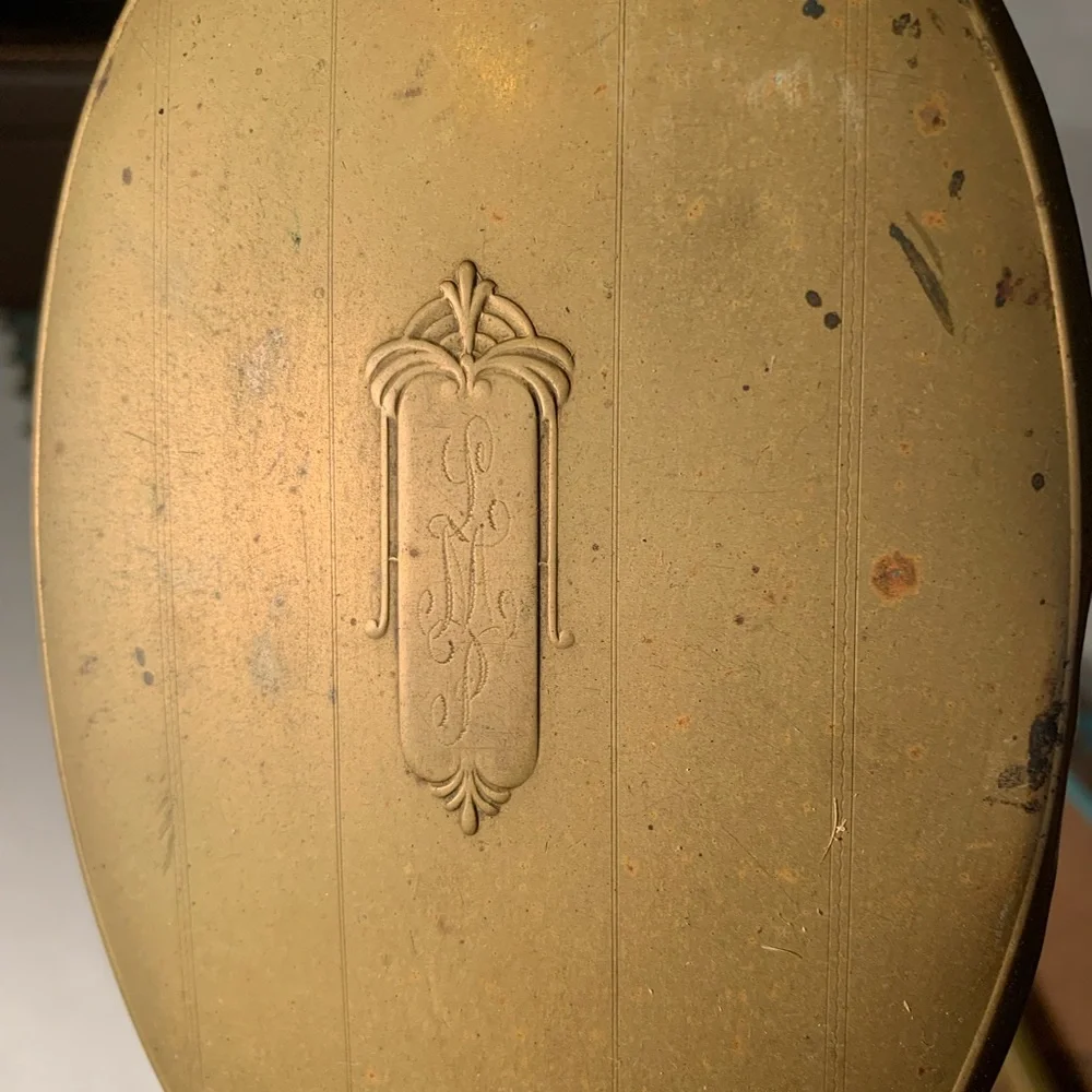 Antique Brass Hand Mirror and Brush Set (B21)